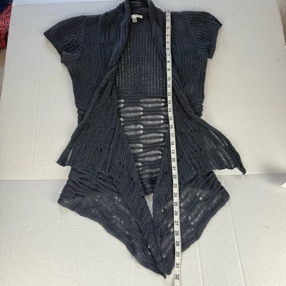 Cabi 286‎ Slate Blue Cottage Cardigan Womens Size XS Open Knit Waterfall - Picture 10 of 10